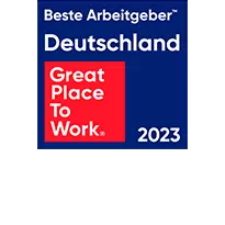 Das Great Place to Work Siegel mit dem Schriftzug Beste Arbeitgeber Deutschlands und dem Jahr der Auszeichnung.